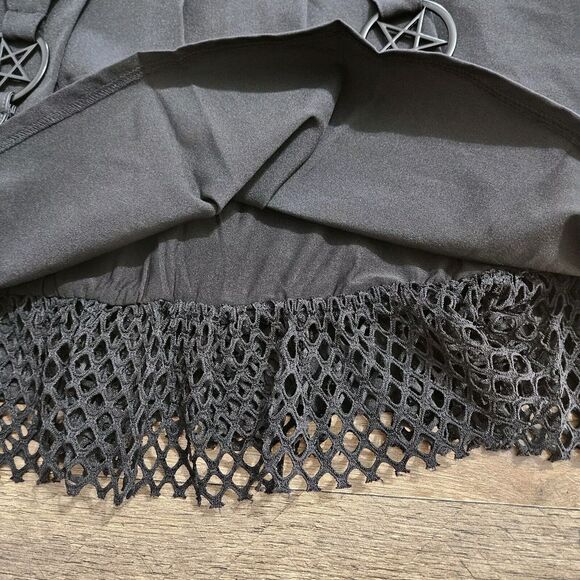 Killstar Crucifire Skirt Small Womens Black Fishnet Mini Gothcore Skater Punk - Picture 4 of 13